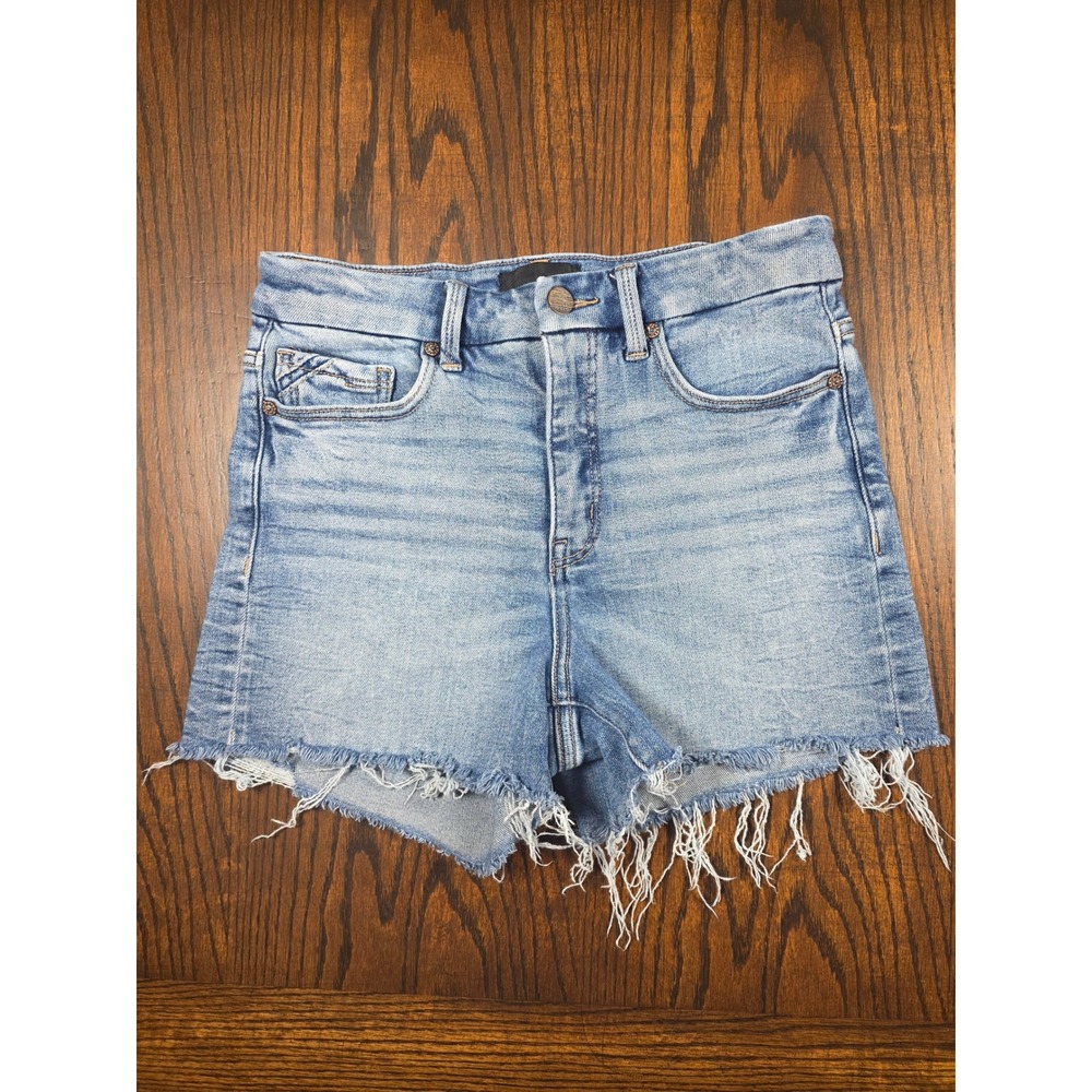 Buckle Black Fit No 35 High Rise Raw Hem Denim Shorts Light Wash Size 27